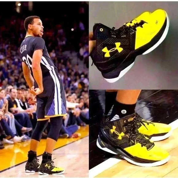 Under Armour Curry 2 Long Shot (Black/Taxi-White) in  Boys Size 6Y or 38.5 EU - Picture 1 of 7